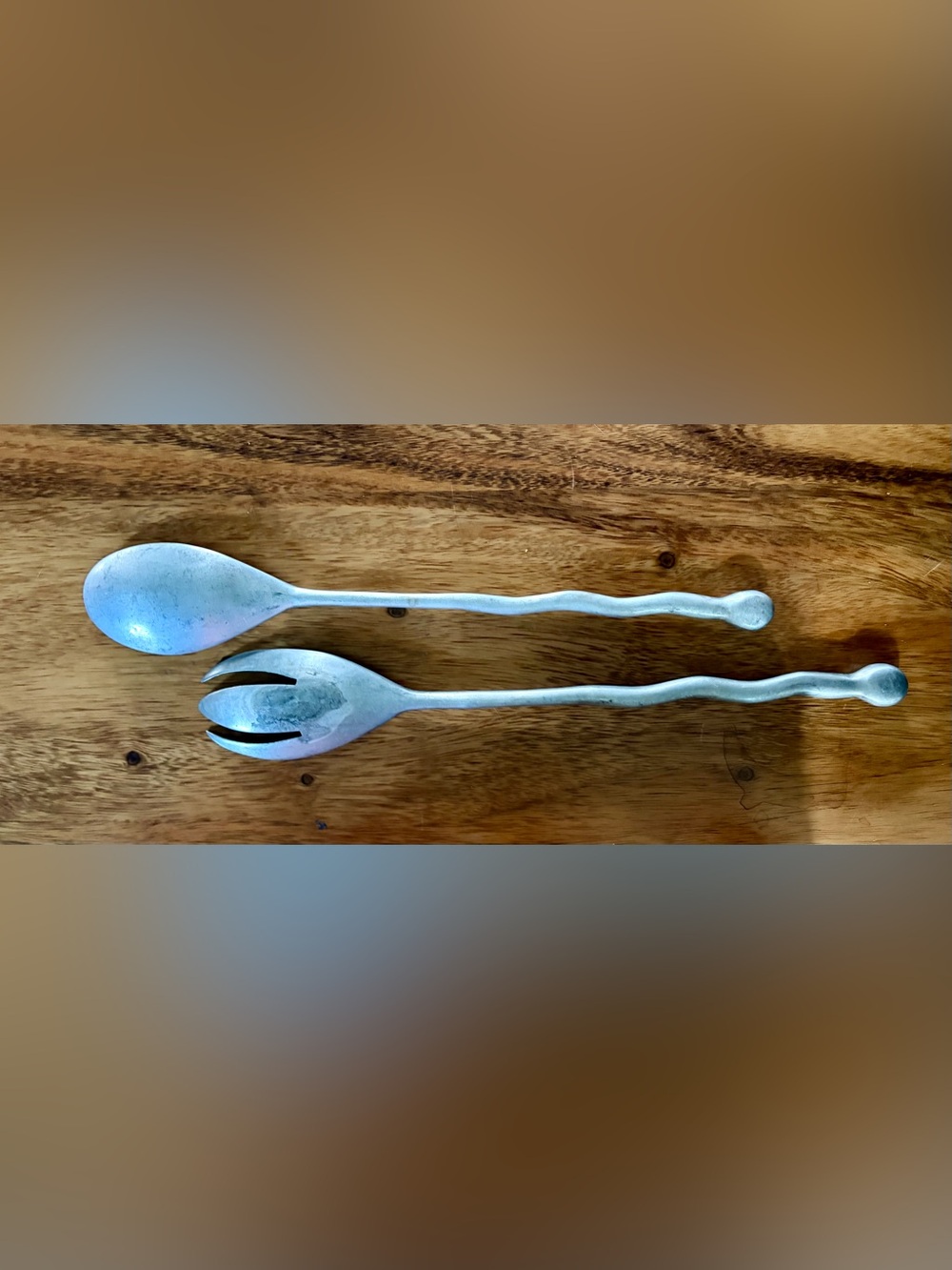 Pottery Barn 18” Hammered Metal Salad Servers, Set of 2